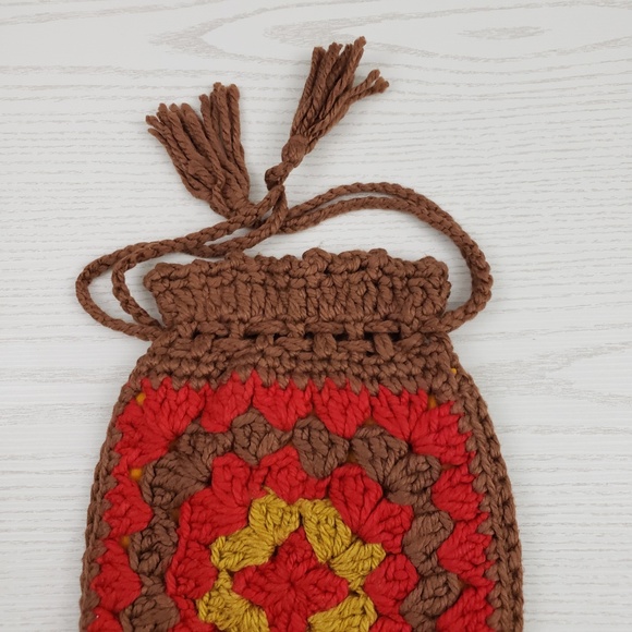 Vintage Crochet Macrame Purse Boho Fringe Handmade - Picture 2 of 5